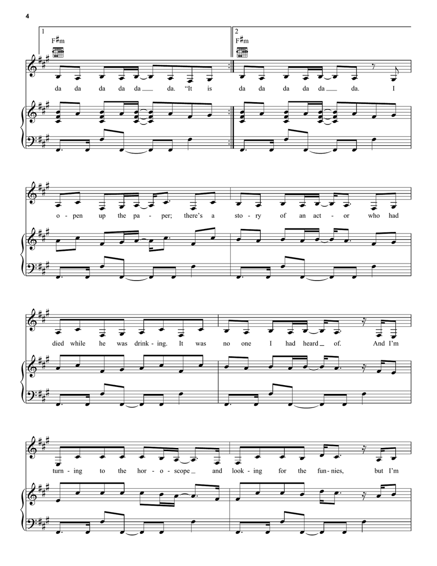 Tom's Diner Piano, Vocal, Guitar scores gallery preview page 4