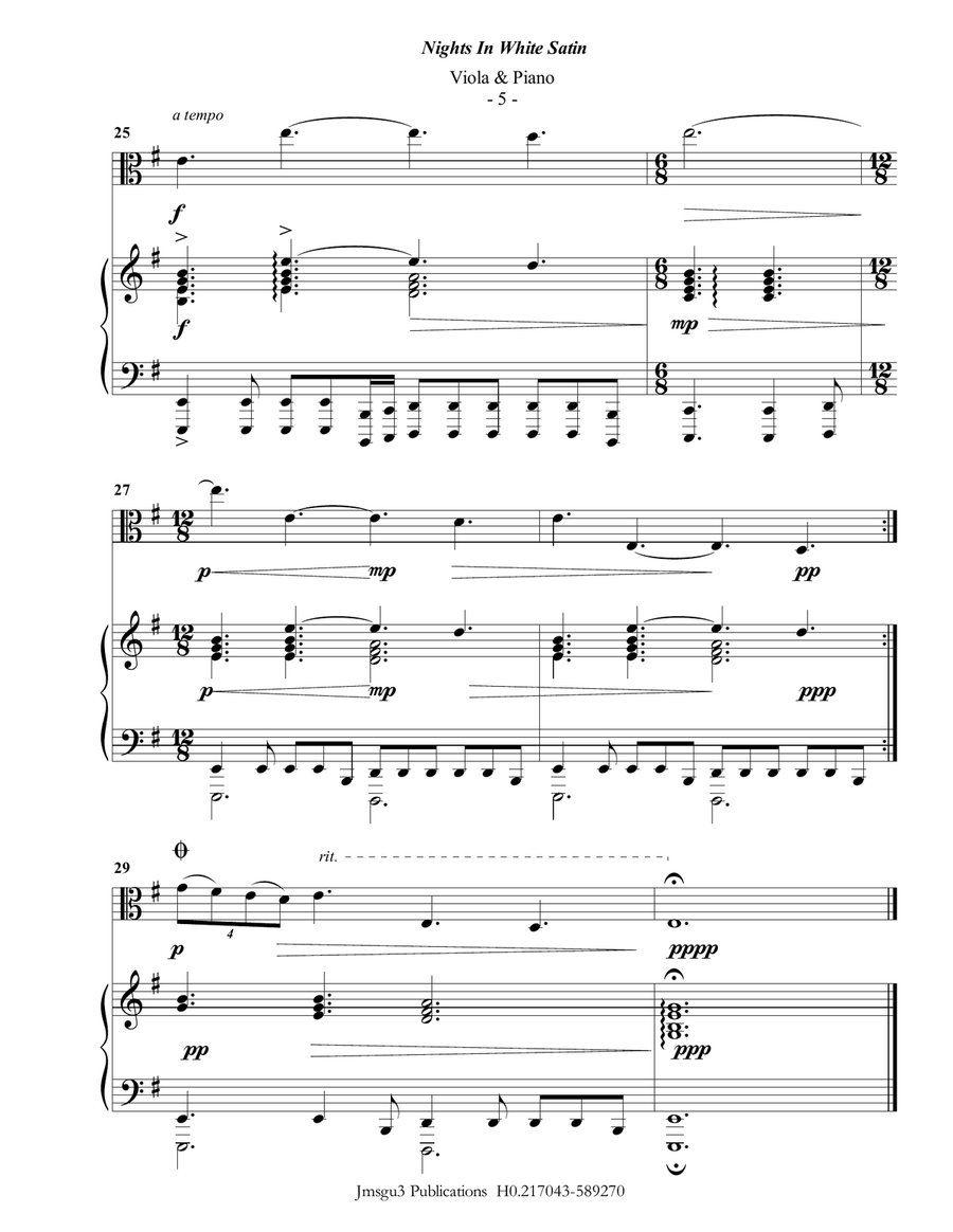 Nights In White Satin Viola scores gallery preview page 5