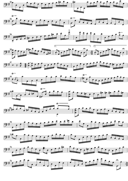 Bach - Cello Suite N.1 (Complete): Arranged for Electric Bass (NO TAB) image number null
