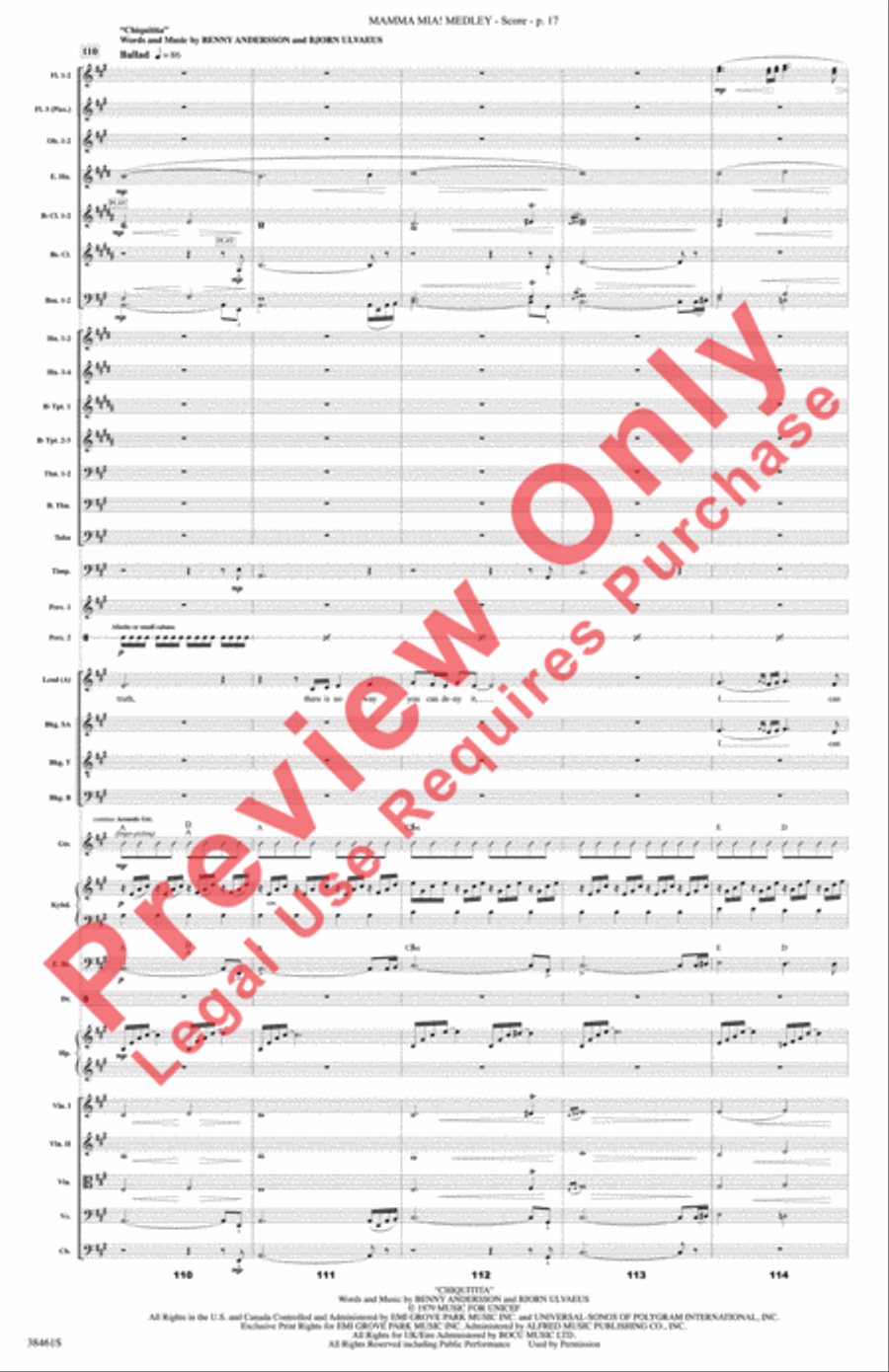 Mamma Mia! Medley Full Orchestra scores gallery preview page 18