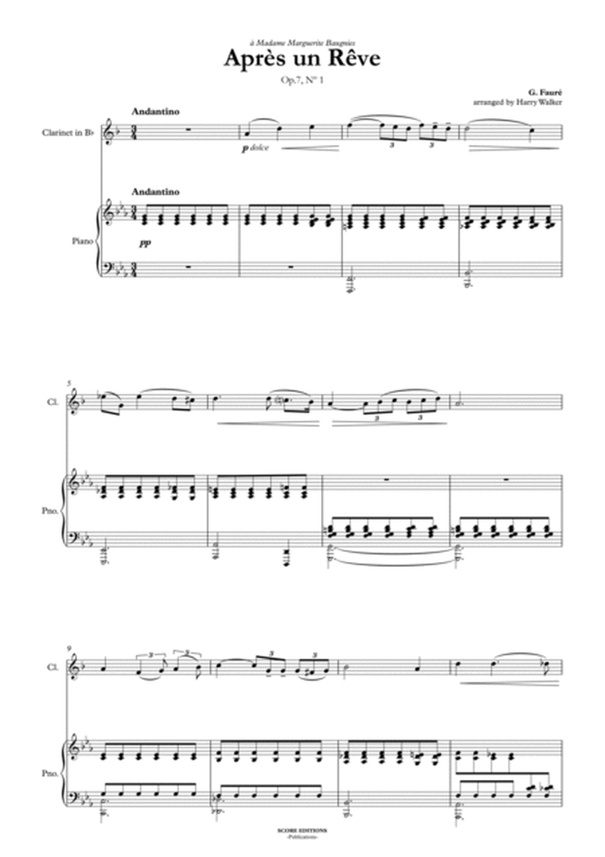 Après un rêve (Fauré) for Clarinet in B-flat and Piano image number null