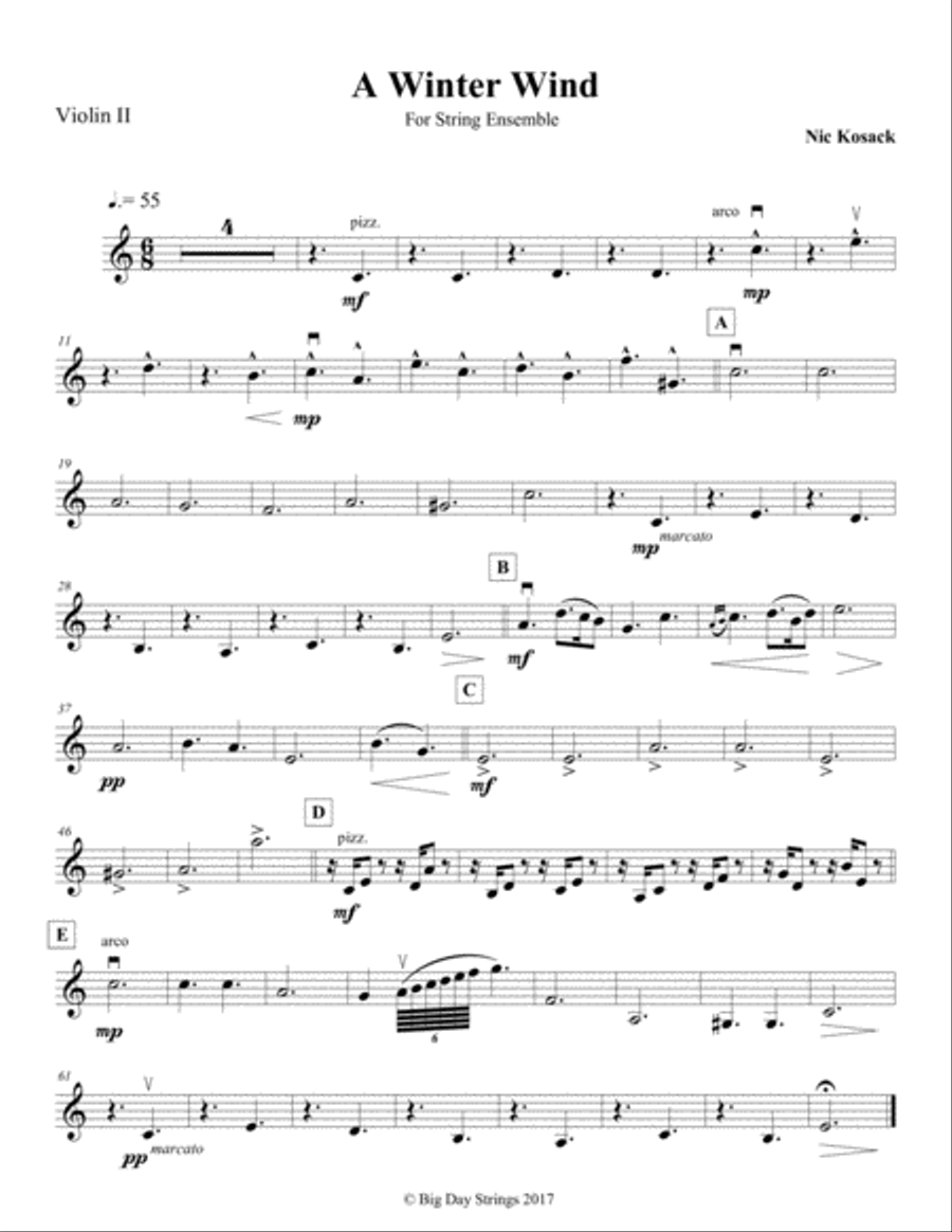 A Winter Wind - for string quartet or quintet String Quartet scores gallery preview page 5