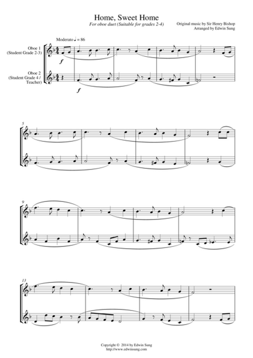 Home, Sweet Home (for oboe duet, suitable for grades 1-3) image number null