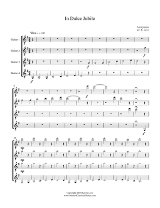 In Dulce Jubilo (Guitar Quartet) - Score and parts