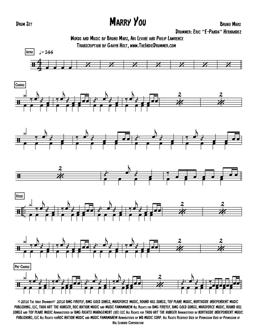 Marry You Drum Set scores gallery preview page 1