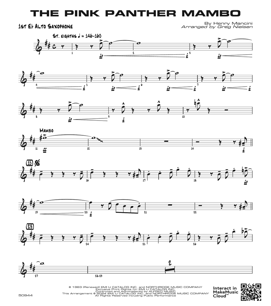 The Pink Panther Mambo: E-flat Alto Saxophone Alto Saxophone scores gallery preview page 1