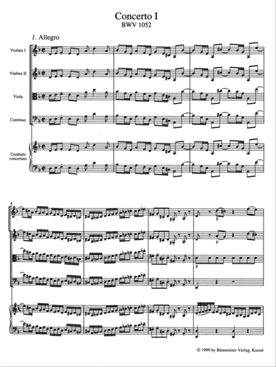 Concertos for Harpsichord BWV 1052-1059 Chamber Orchestra scores gallery preview page 2