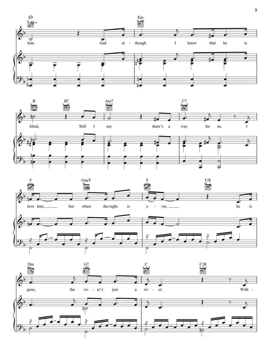 On My Own (from Les Miserables) Piano, Vocal, Guitar scores gallery preview page 3