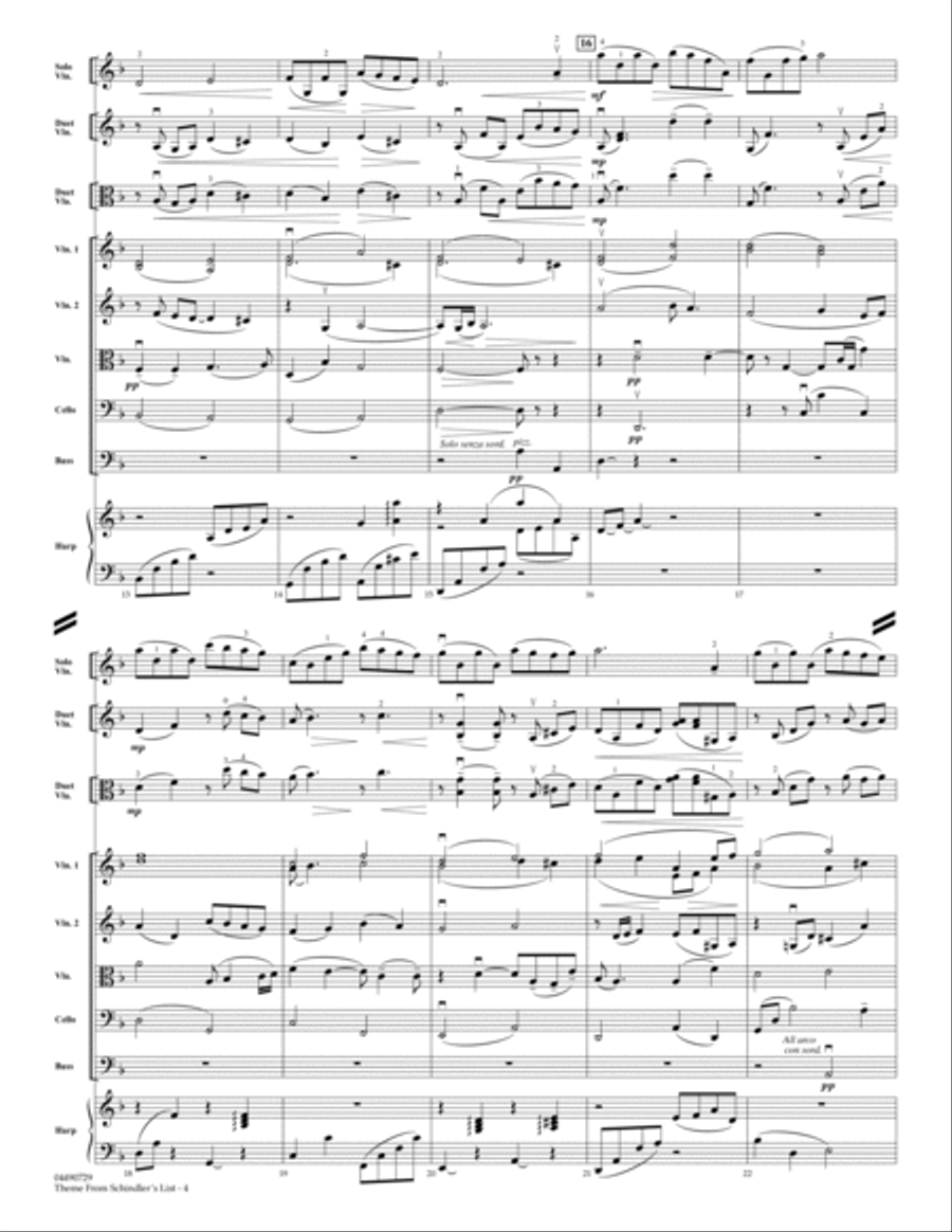 Theme from Schindler's List - Full Score Score scores gallery preview page 4
