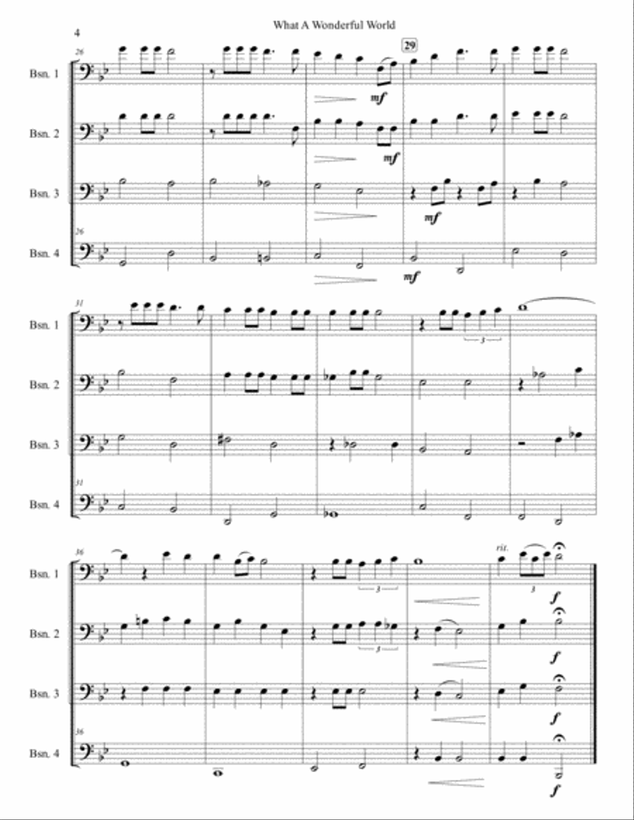 What A Wonderful World Woodwind Quartet scores gallery preview page 4
