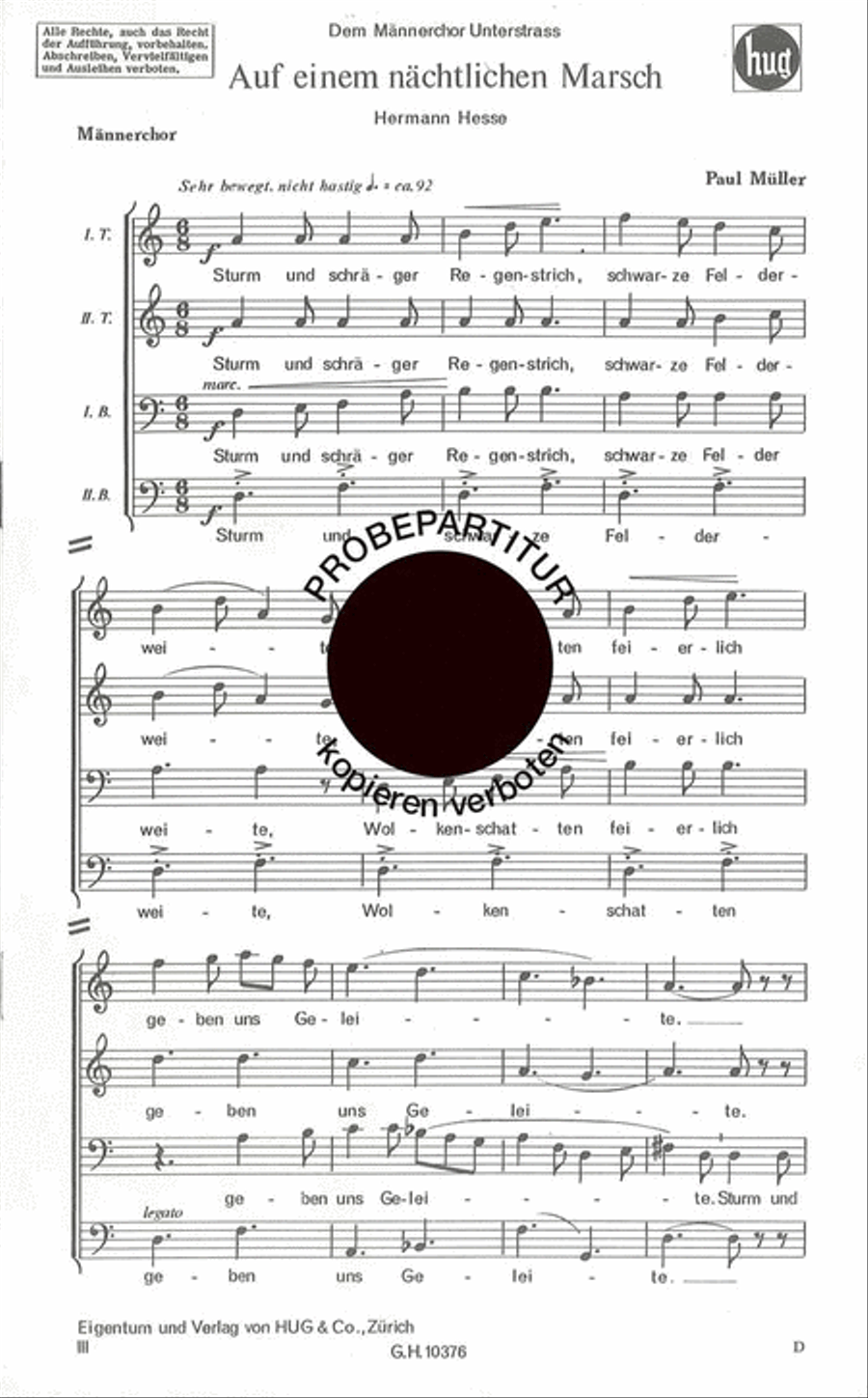 Auf einem nachtlichen Men's Choir scores gallery preview page 1
