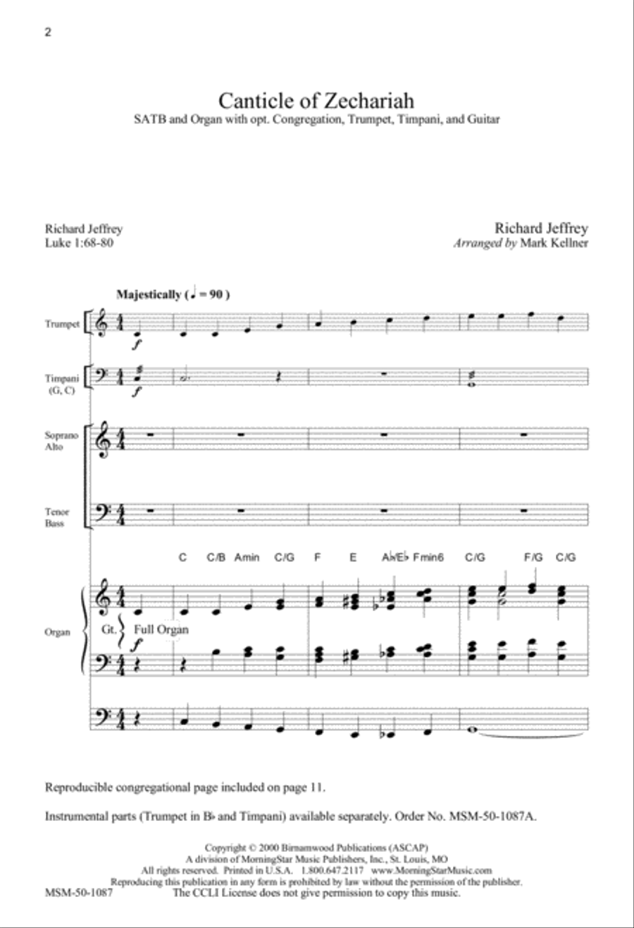 Canticle of Zechariah Canticle of Zechariah 4-Part scores gallery preview page 1