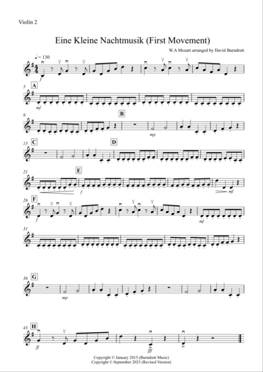 Eine Kleine Nachtmusik (1st movement) for String Quartet String Quartet scores gallery preview page 6