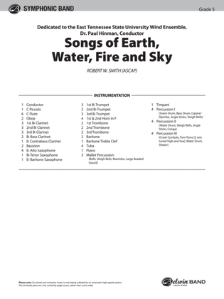 Songs of Earth, Water, Fire and Sky: Score