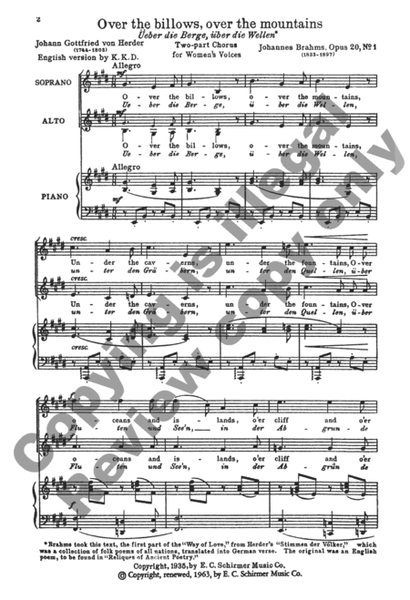 Over the Billows: Üeber die Berge (Opus 20, No. 1)
