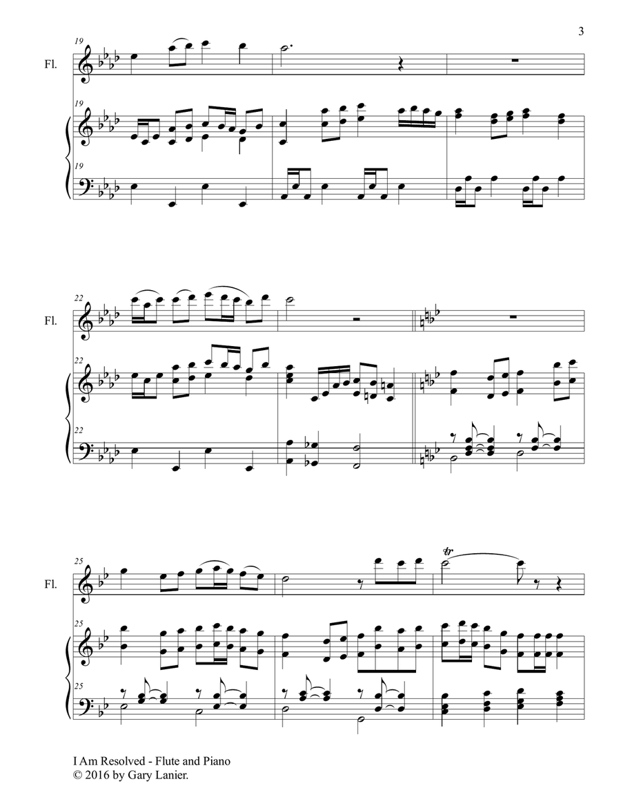 Gary Lanier: I AM RESOLVED (Duet – Flute & Piano with Parts) Woodwind Duet scores gallery preview page 4