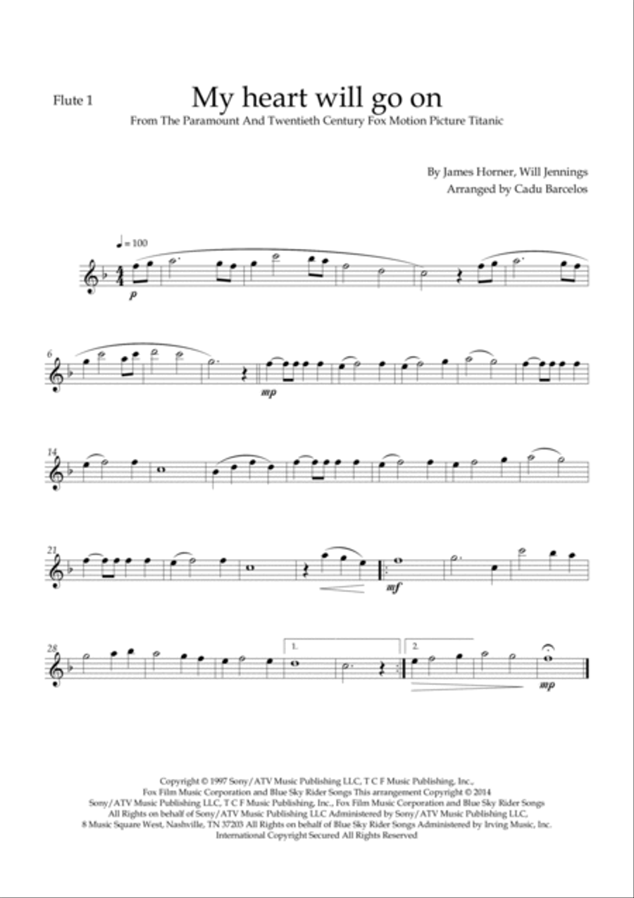 My Heart Will Go On (love Theme From 'titanic') Flute Duet scores gallery preview page 2