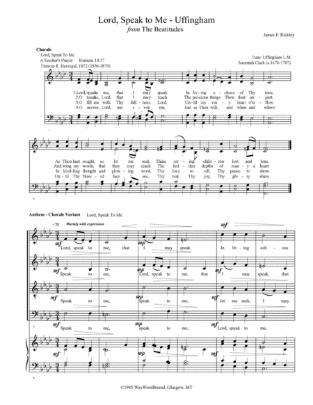 Lord, Speak To Me (Uffingham) - Anthem - Chorale Variant image number null