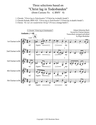 Three selections based on "Christ lag in Todesbanden" (Clarinet Quintet)