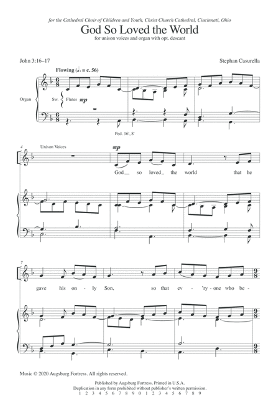 God so Loved the World Unison Choir scores gallery preview page 2