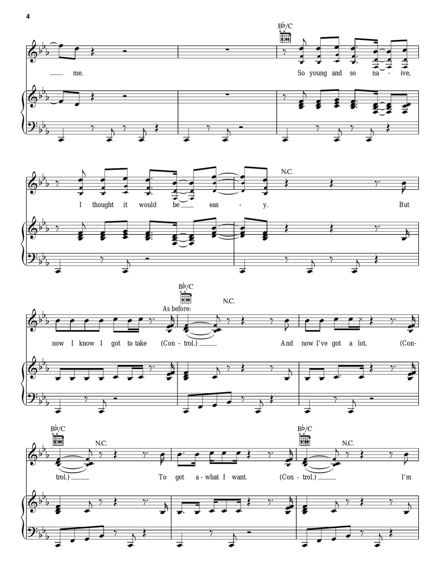 Control Piano, Vocal, Guitar scores gallery preview page 4