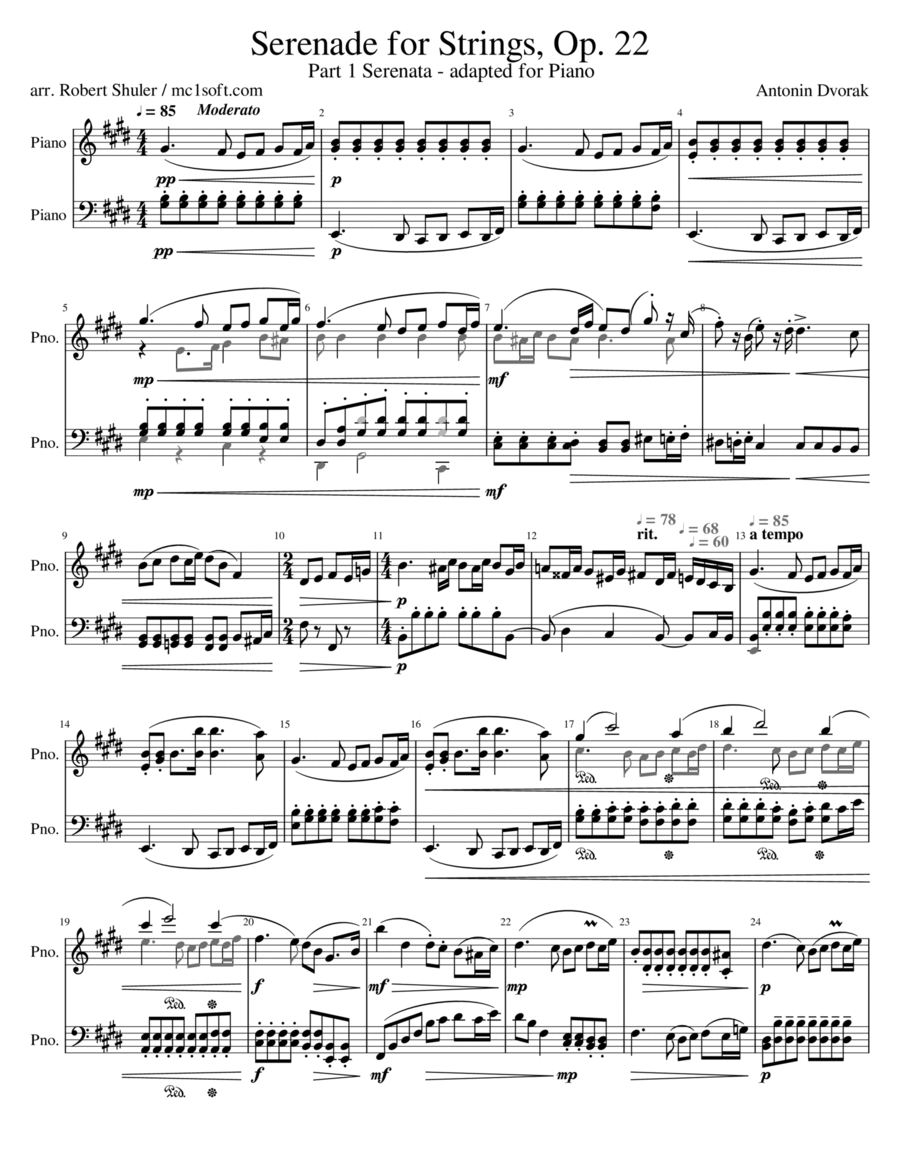 Dvorak Serenade for Strings part 1 - for PIANO image number null