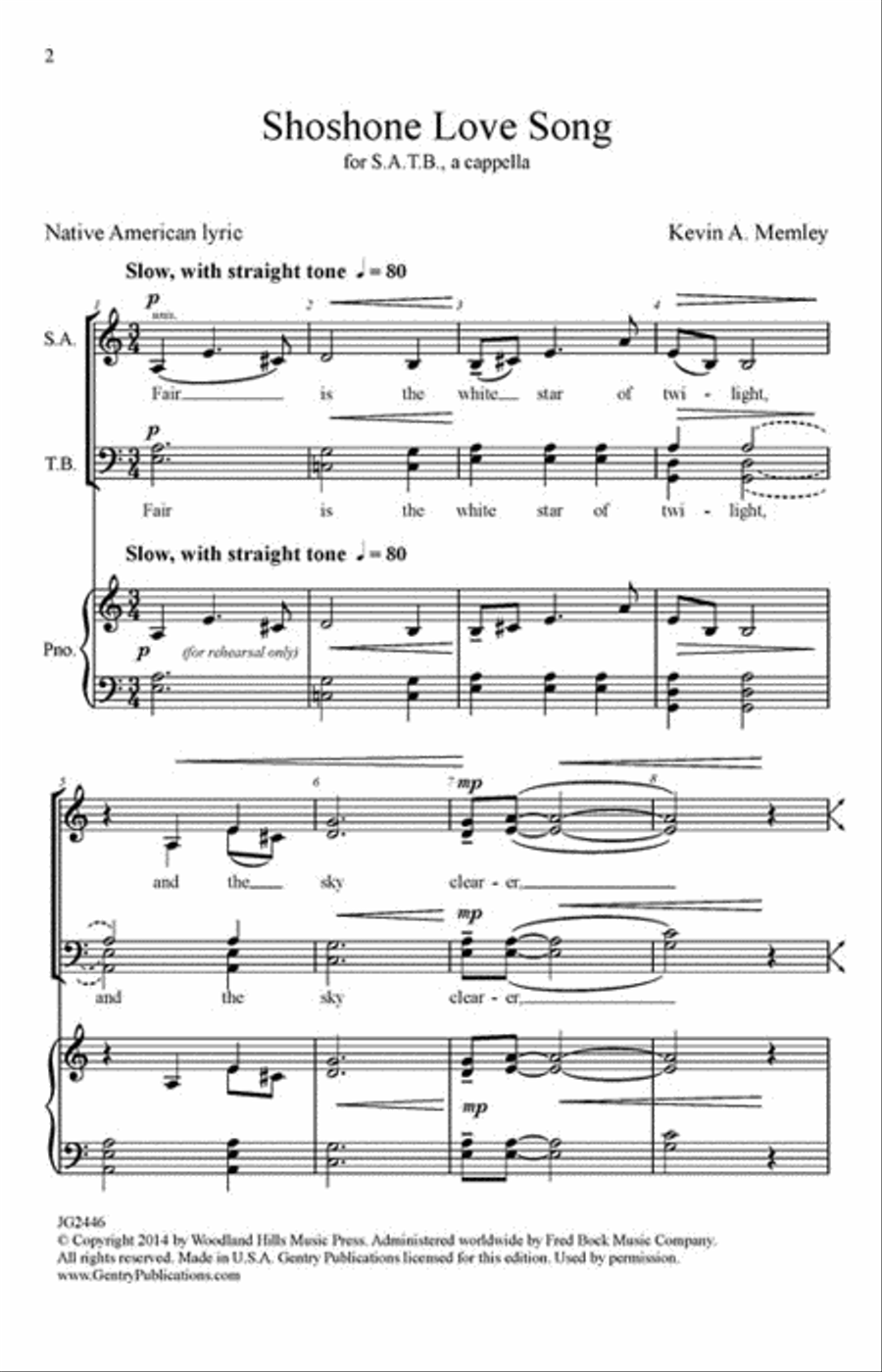 Shoshone Love Song 4-Part scores gallery preview page 2