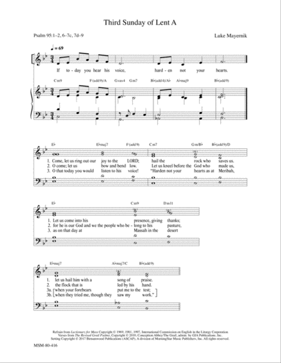 Third Sunday of Lent A 4-Part scores gallery preview page 1