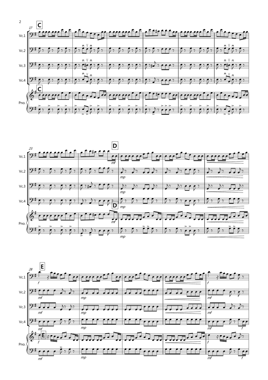 William Tell Overture for Cello Quartet William Tell Overture for Cello Quartet Cello Solo scores gallery preview page 2