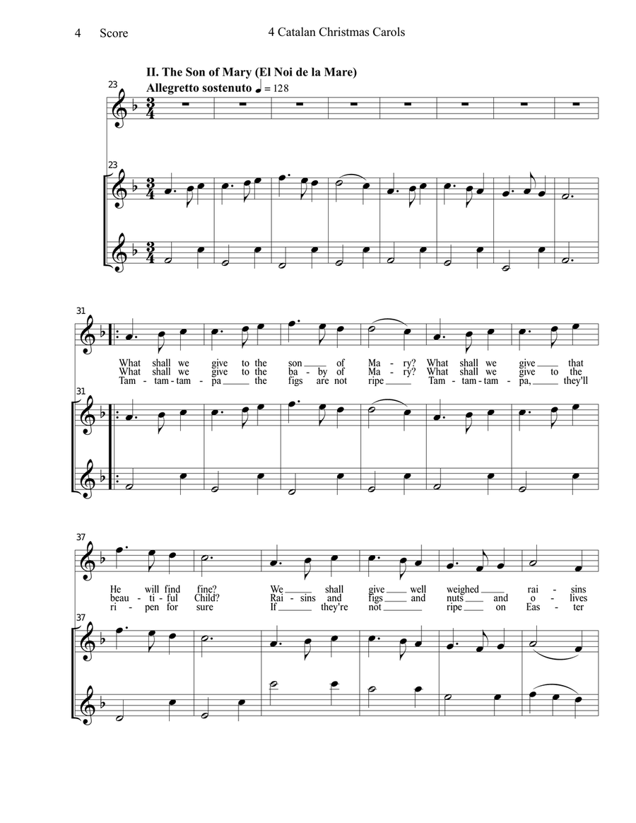 4 Catalan Christmas Carols for Flexible Woodwind Duet Woodwind Trio scores gallery preview page 5