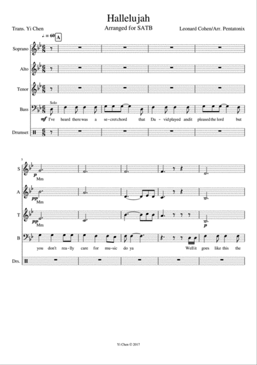 Hallelujah A Cappella scores gallery preview page 1