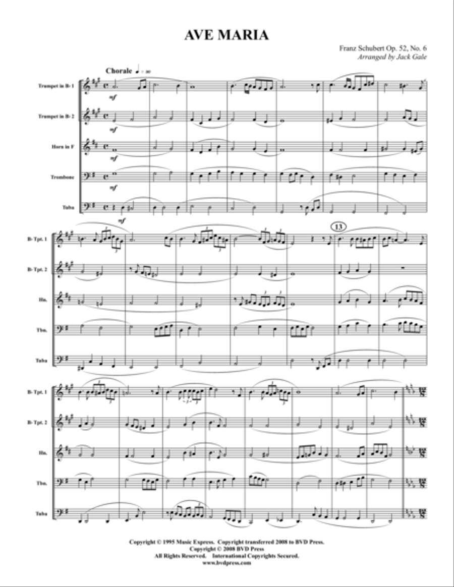 Ave Maria Brass Quintet scores gallery preview page 1