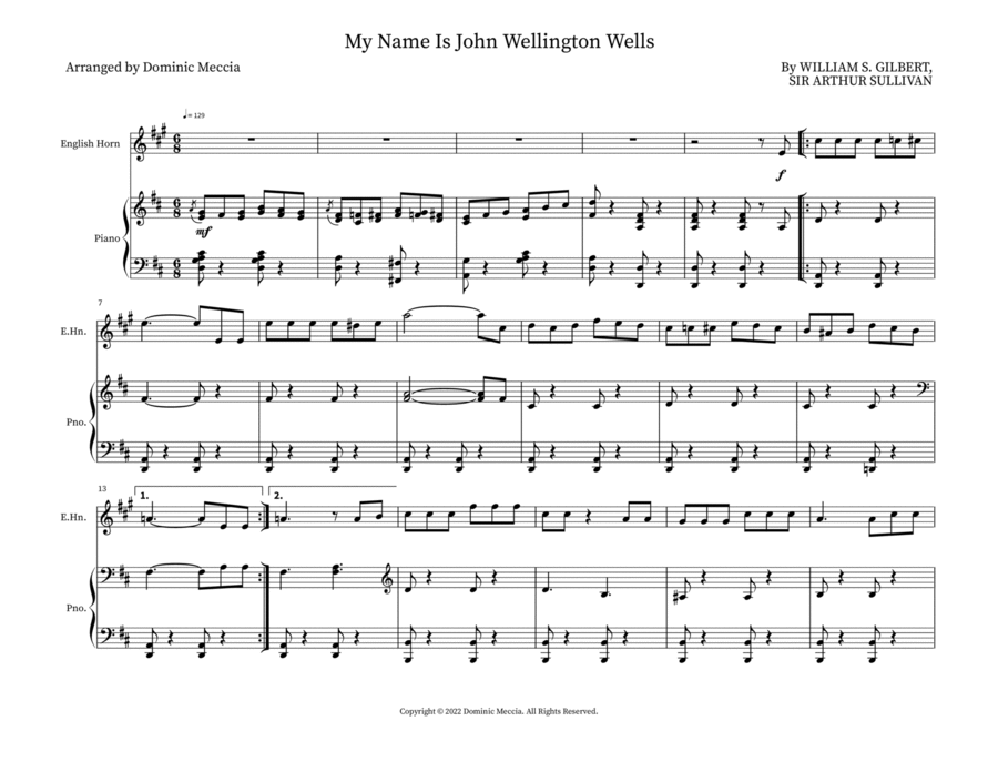 My Name Is John Wellington Wells English Horn scores gallery preview page 1