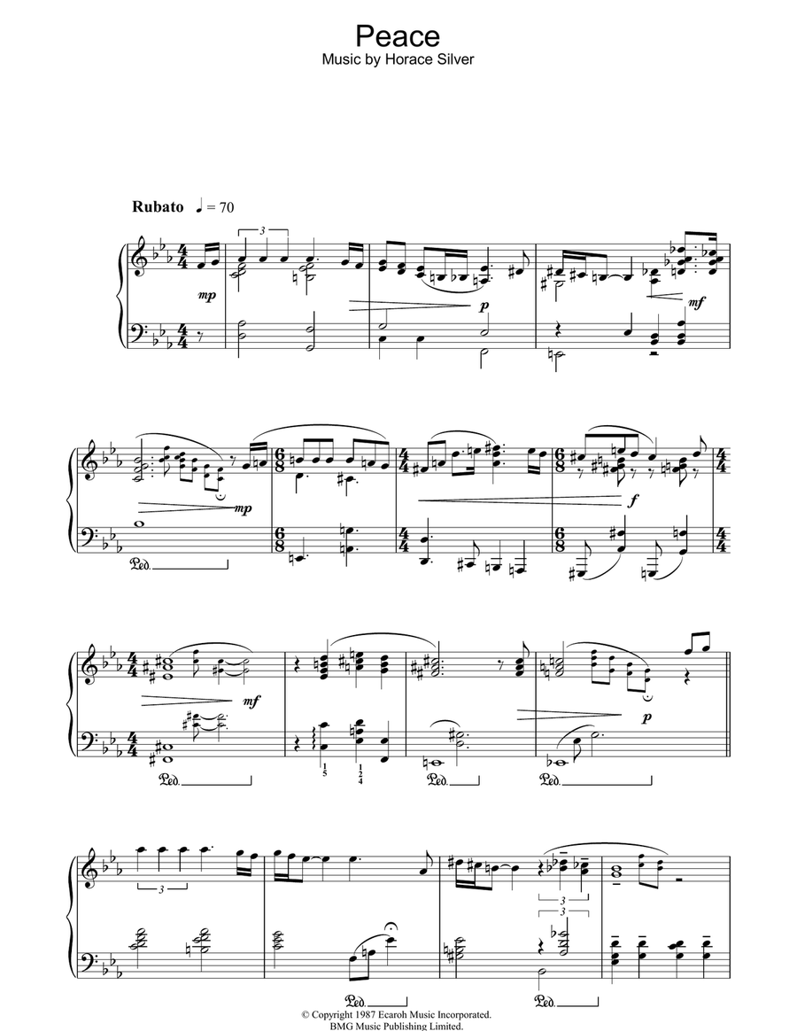 Peace Piano Solo scores gallery preview page 1