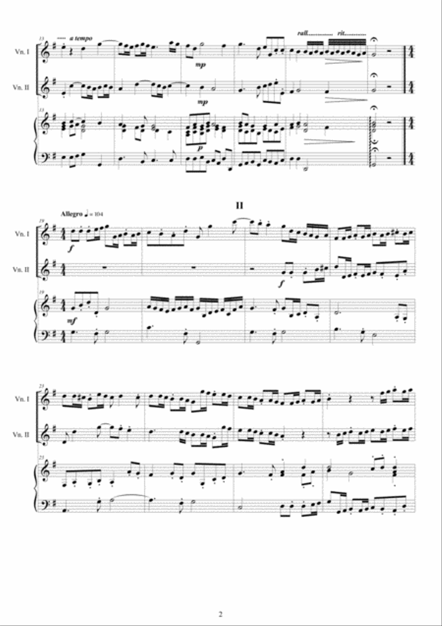 Albinoni - Trio Sonata No.7 in G major Op.1 for Two Violins and Cembalo or Piano Violin scores gallery preview page 2