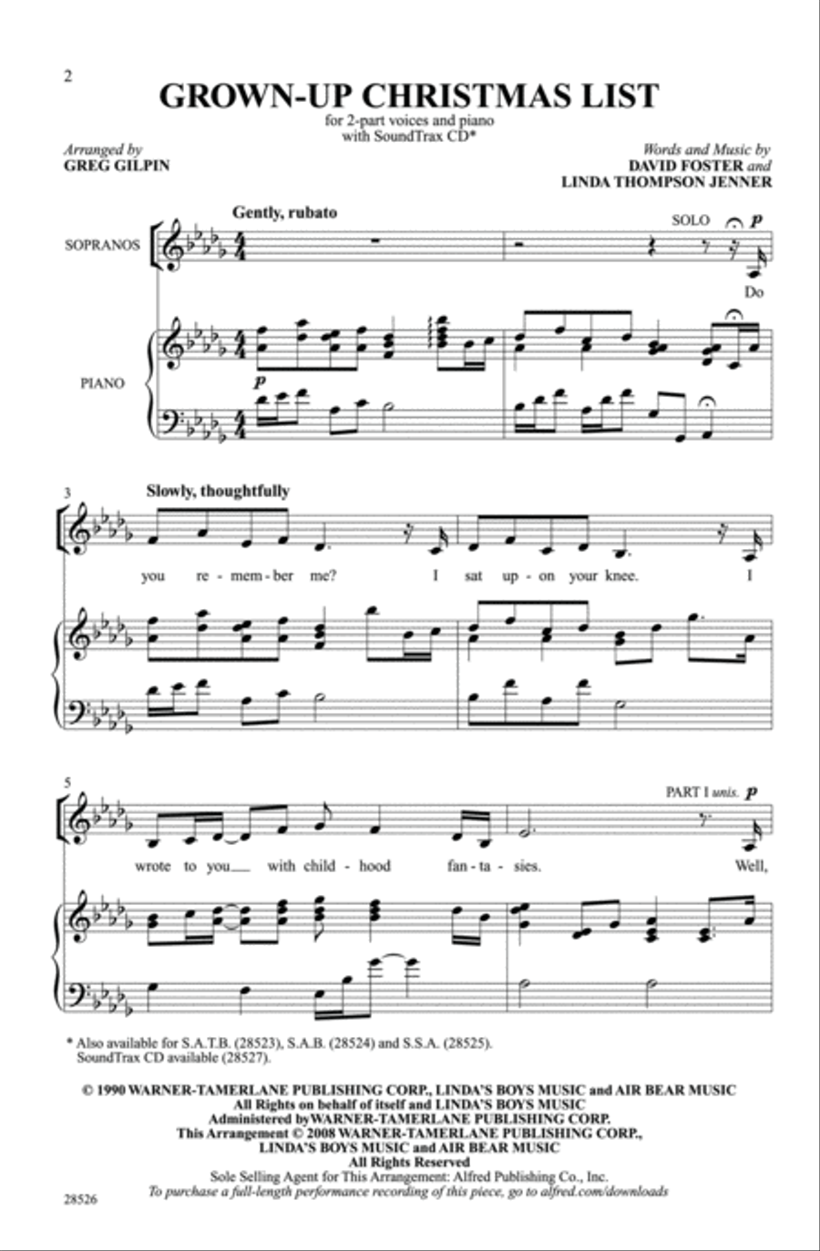 Grown-Up Christmas List Grown-Up Christmas List 2-Part scores gallery preview page 2