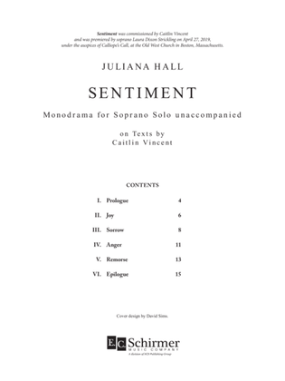 Sentiment: Monodrama for Soprano Solo unaccompanied on texts by Caitlin Vincent (Downloadable)