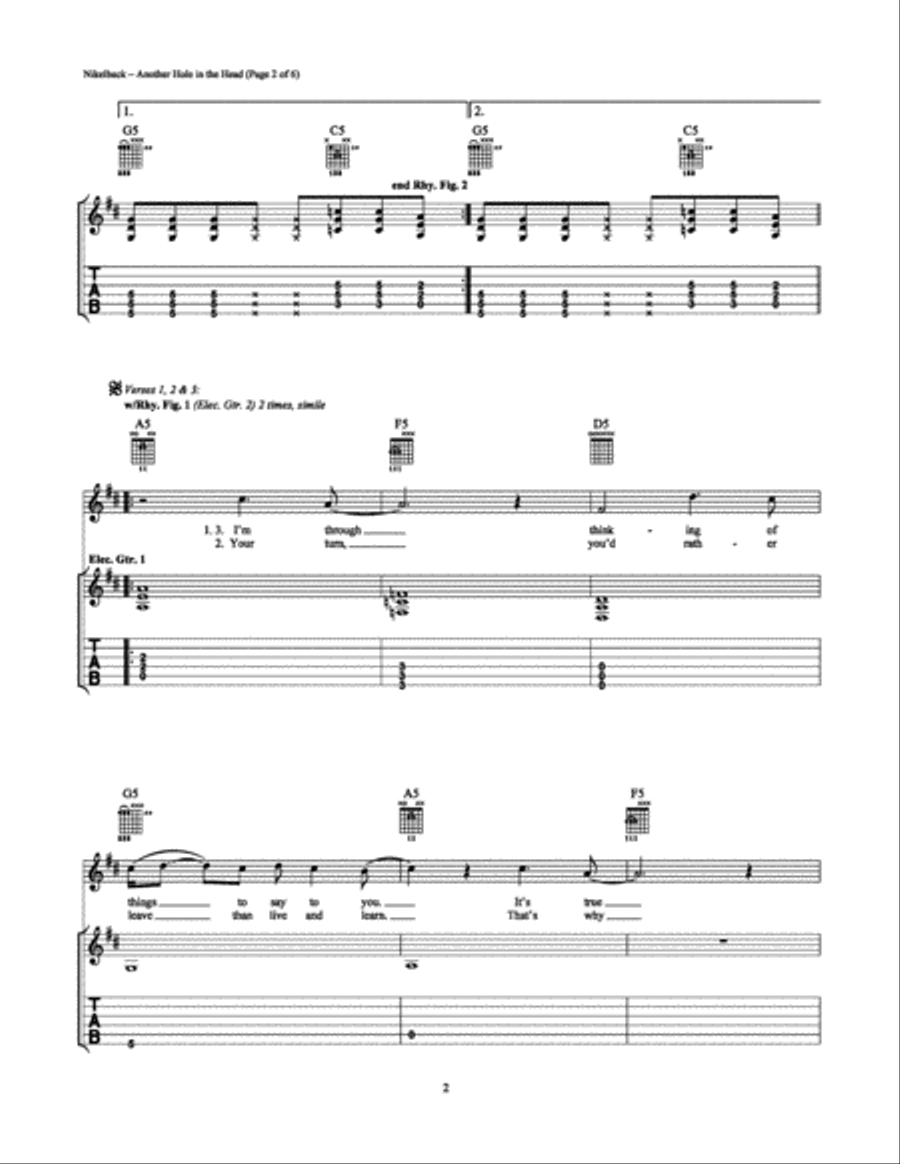 Another Hole in the Head Another Hole in the Head Electric Guitar scores gallery preview page 2