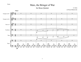 The Planets: Mars for Brass Quintet and Piano