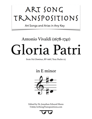 VIVALDI: Gloria Patri (transposed to E minor)