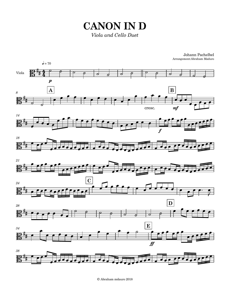 Pachelbel's Canon Viola Cello Duet String Duet scores gallery preview page 4