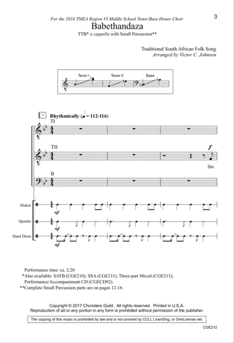 Babethandaza (TTB) TTBB scores gallery preview page 2