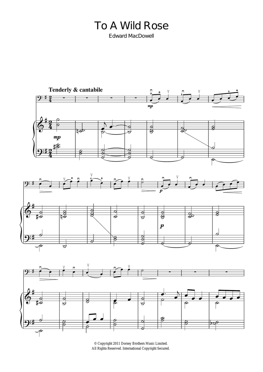 To A Wild Rose Cello Solo scores gallery preview page 1