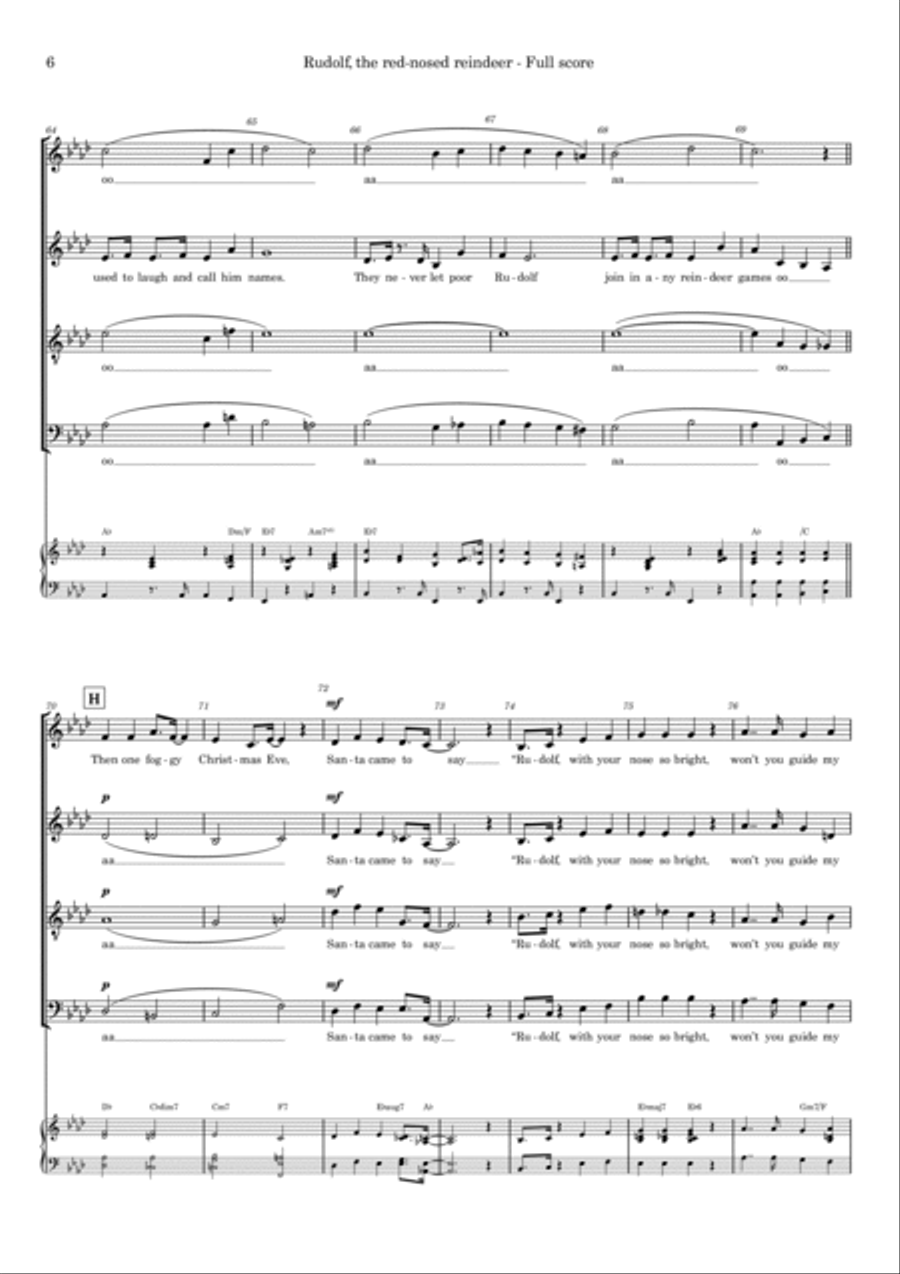 Rudolph The Red-nosed Reindeer 4-Part scores gallery preview page 6