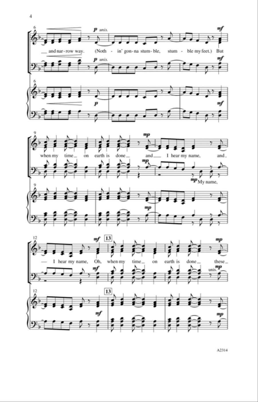 Nothin' Gonna Stumble My Feet 4-Part scores gallery preview page 2