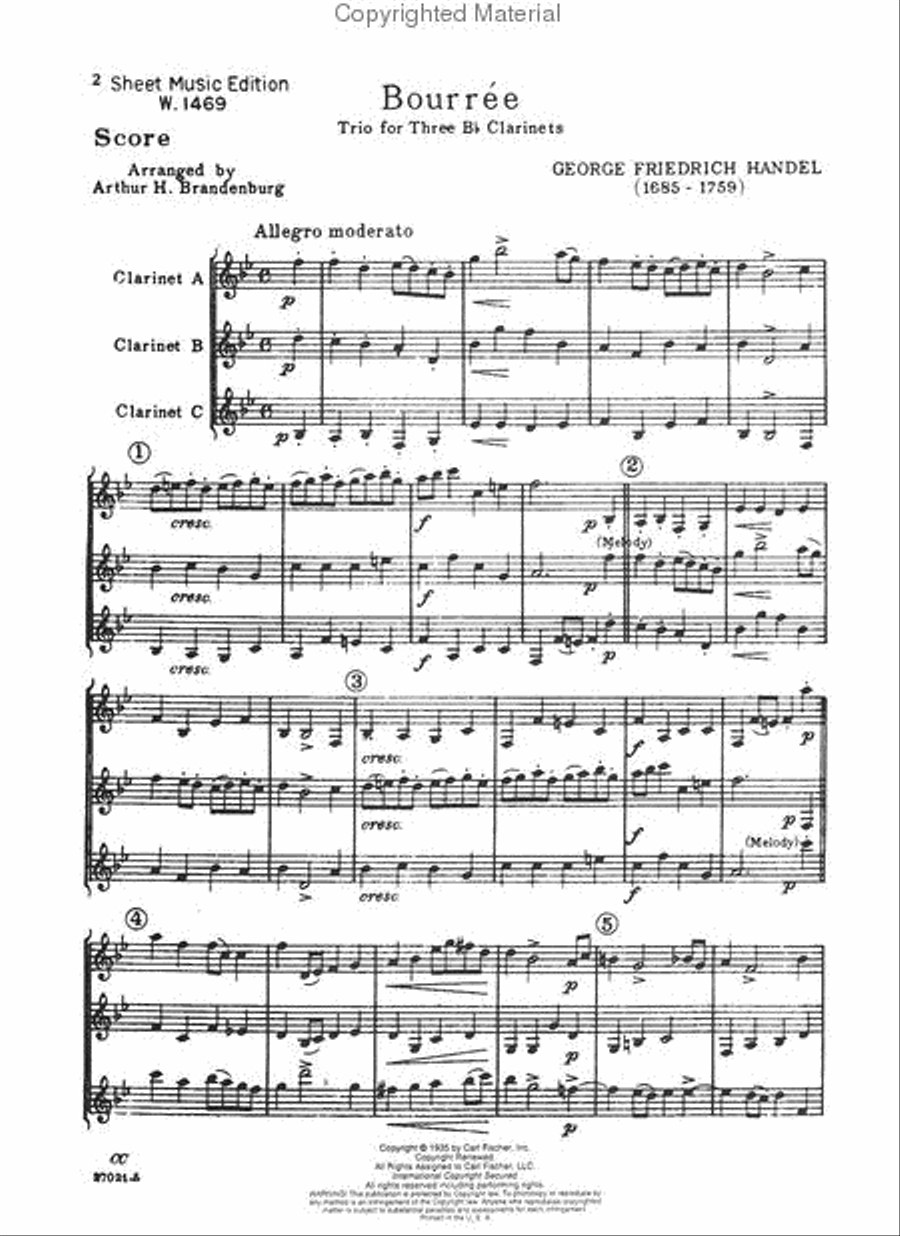 Bourree B-Flat Clarinet scores gallery preview page 2