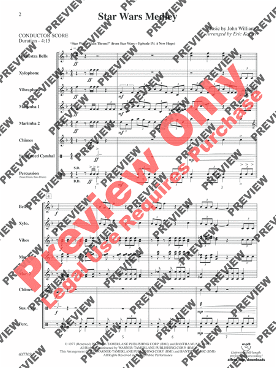 Star Wars Medley Star Wars Medley Percussion Ensemble scores gallery preview page 19