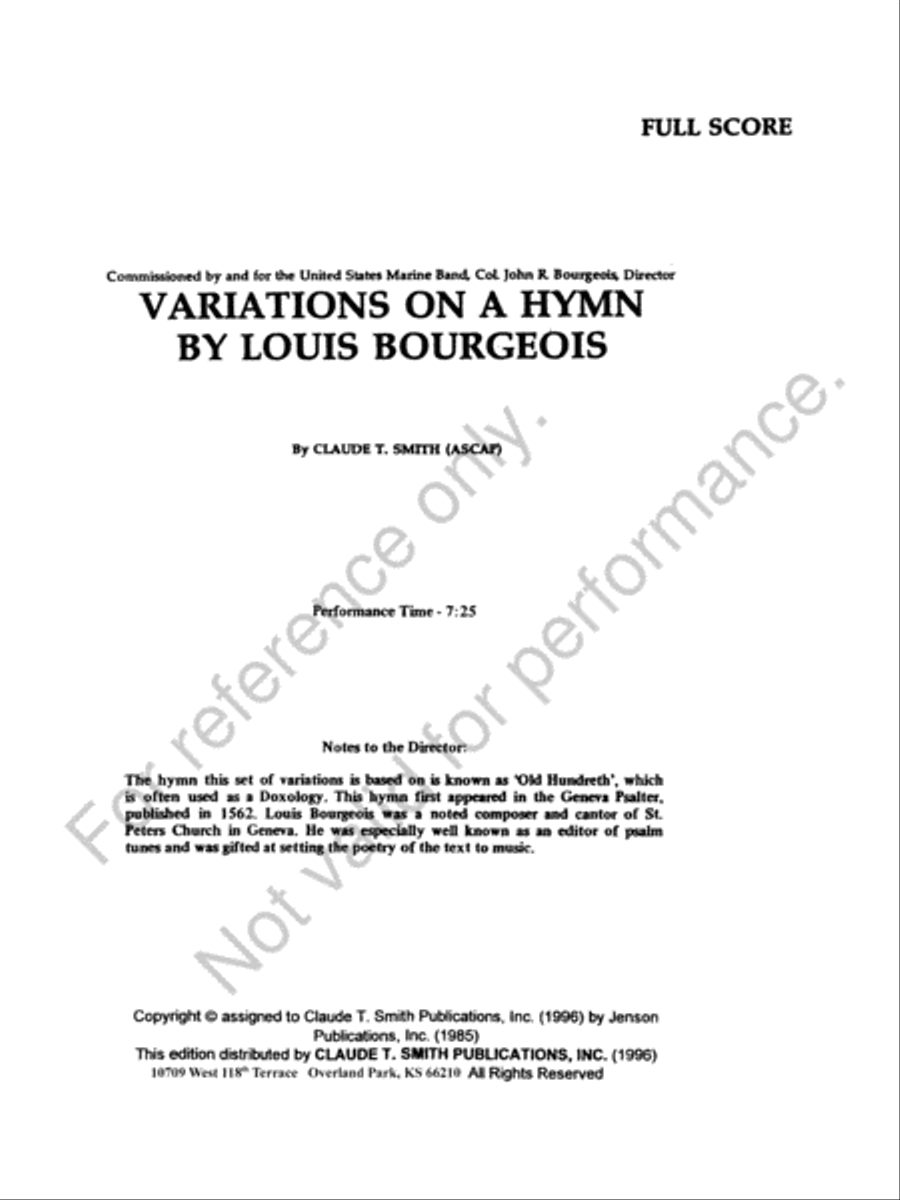 Variations On A Hymn By Louis Bourgeois Concert Band scores gallery preview page 2