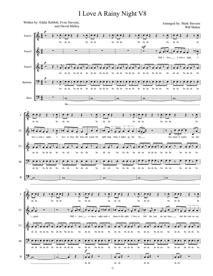 I Love A Rainy Night Choir scores gallery preview page 2