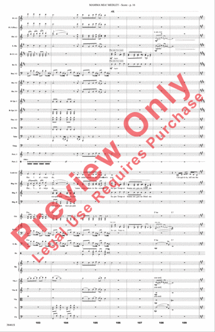 Mamma Mia! Medley Full Orchestra scores gallery preview page 17